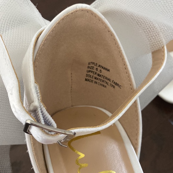 Lulus Ayanna Ivory Satin Bow Ankle Strap High Heel Sandals Size 6.5 - Picture 8 of 16